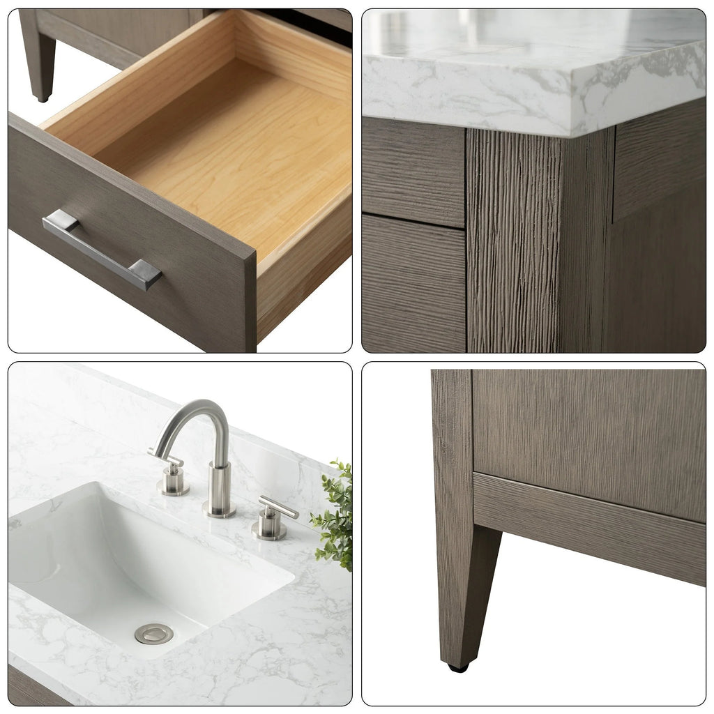Mobile bagno Vanity Art 72 con doppio lavabo e piano in marmo composito