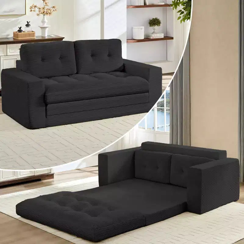 Mjkone 71-Zoll-2-in-1-Schlafsofa, klappbares Sofa aus Kordstoff mit Knopfheftung, Loveseat-Schlafsofa, platzsparend