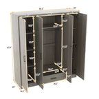Armoire-penderie en bois à 4 portes avec tringle, 1 tiroir et étagères de rangement
