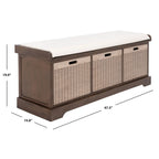 Úložná lavice SAFAVIEH Fiorello se 3 zásuvkami a polstrováním - 47.3 W x 15 L x 19 H - 47Wx15Dx19H
