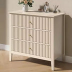 Comò Heynemo a 3 cassetti, comodino in legno verniciato alto 30 pollici con contenitore, ampia cassettiera moderna con guide a sfere