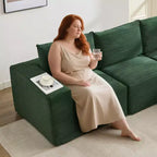 108 modernes Sofa, 3-Sitzer-Sofa in L-Form mit Polsterbezug und Kissen, Sofa mit tiefer Sitzfläche, keine Montage erforderlich