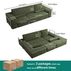 Verstellbares Cloud-Ecksofa, bequemes Cord-Ecksofa mit tiefem Sitz und hohen Kissen, einfache Montage