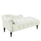 Moderne chaise longue van 60,6 inch met fluwelen bekleding, gecapitonneerde knopen, massief houten poten en sierspijkers