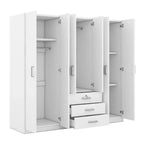 Roupeiro de madeira com 6 portas e gavetas para quarto