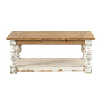 Rechthoekige antiek witgewassen houten koffietafel