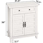 Rustikaler 80-cm-Stauraumschrank mit Lamellentüren, 3-fach höhenverstellbar, Doppeltürenschrank für Küche, Esszimmer und Homeoffice