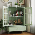 Aufbewahrungsschränke, hölzerner Unterschrank mit 1 Schublade und 2 Glastüren, Sideboard im Landhausstil mit Stauraum für Wohnzimmer