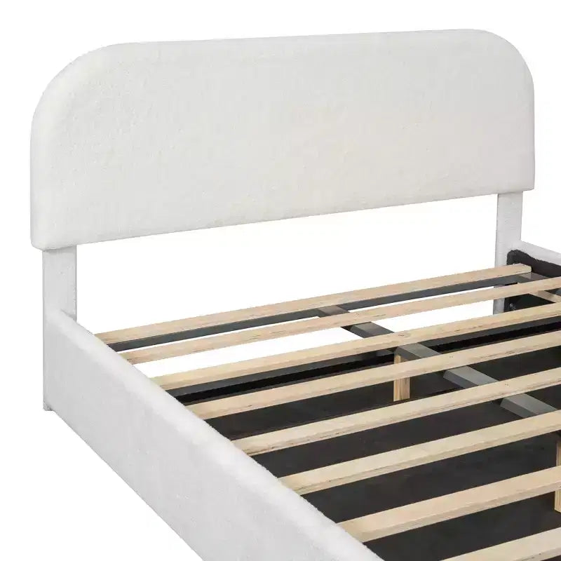 Letto imbottito matrimoniale con contenitore sollevabile - bianco
