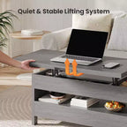 Table basse relevable avec espace de rangement, style ferme, avec deux tiroirs, pour le salon et le bureau à domicile