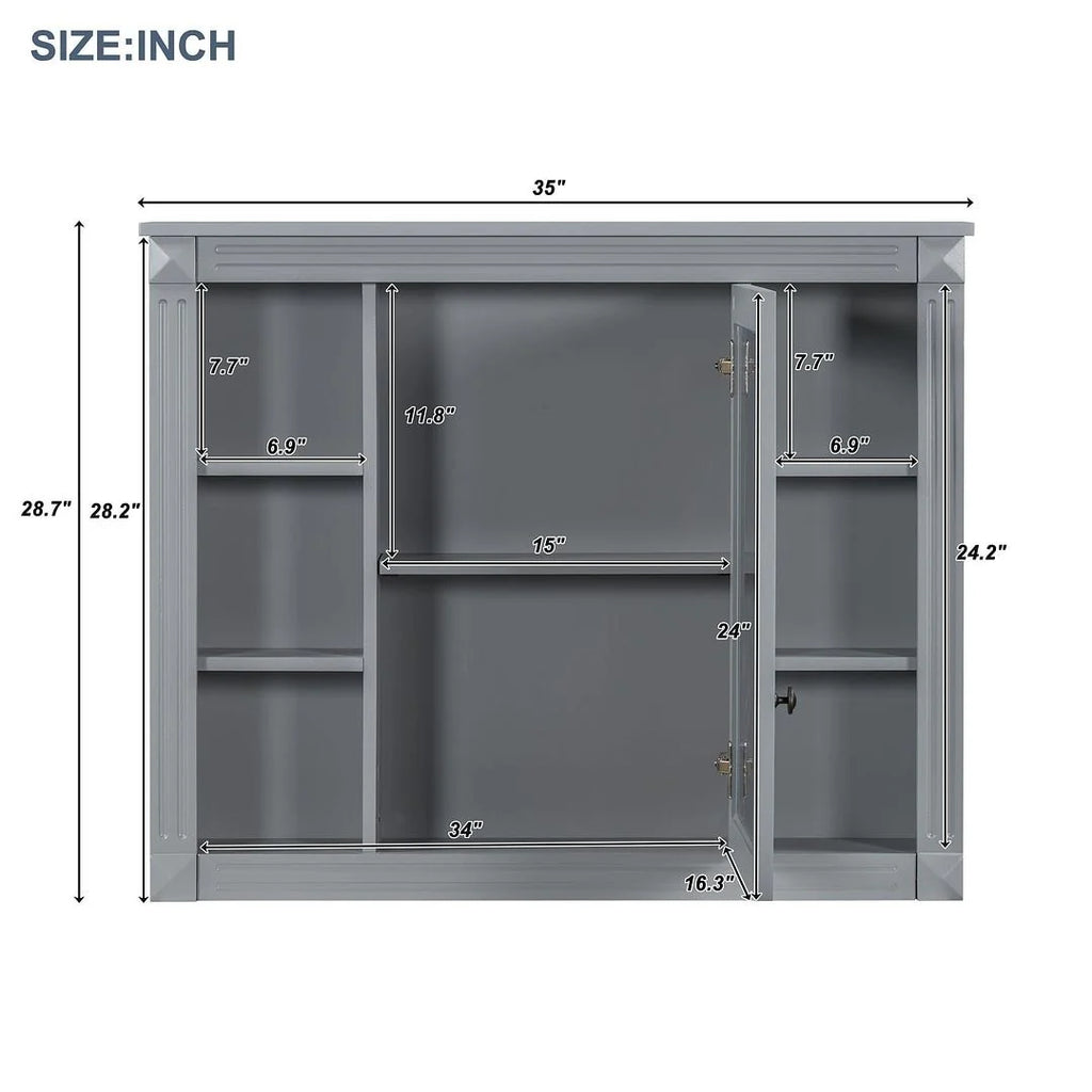36-Zoll moderner Waschtischunterschrank mit Aufsatzwaschbecken und Spiegelschrank, 2 Türen und 2 Schubladen