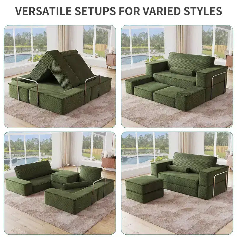 Verstellbares Cloud-Ecksofa, bequemes Cord-Ecksofa mit tiefem Sitz und hohen Kissen, einfache Montage