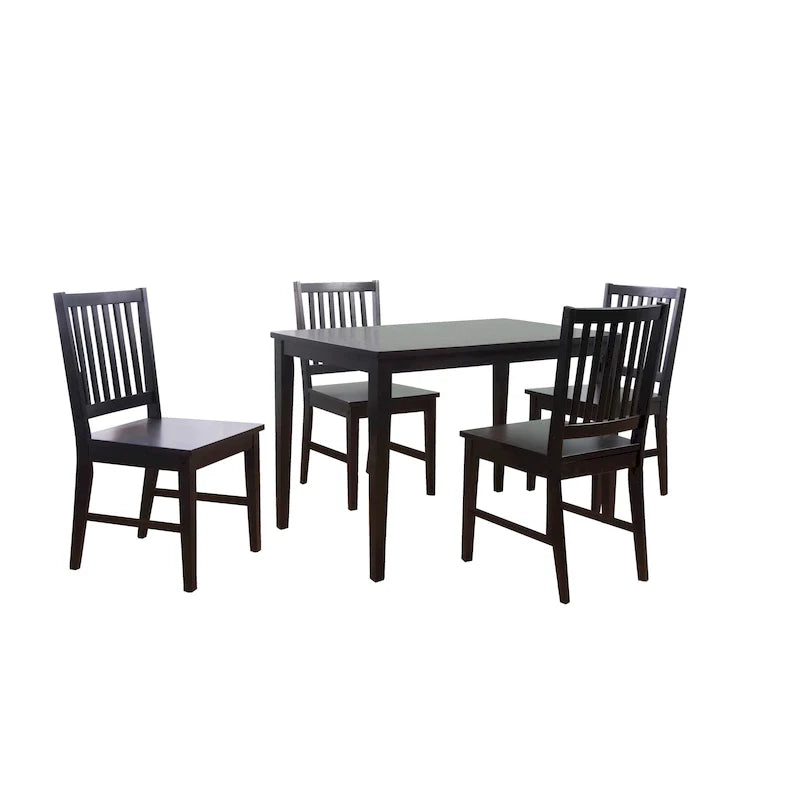 Set aus 4 Esszimmerstühlen aus Massivholz mit Sprossenlehne, stabilem Rahmen, klassischem Design und einfacher Montage