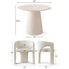 Set da pranzo compatto per 2 persone, sedie imbottite beige, tavolo da pranzo rotondo con piedistallo, arredo moderno compatto per cucina - Panipeachy