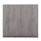 Roupeiro de madeira com 6 portas e gavetas para quarto