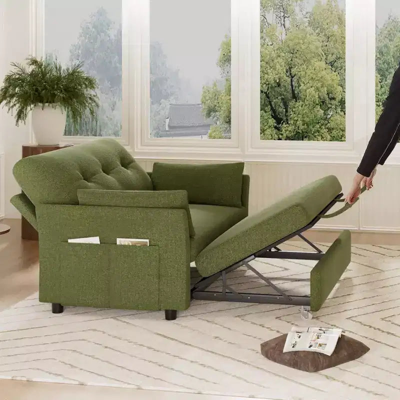 Divano letto trasformabile 3-in-1 Dyonery, divano letto estraibile con tasca laterale e schienale regolabile, montaggio senza attrezzi, divanetto pieghevole