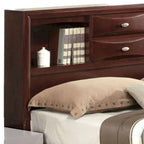 Bett im Paneel-Design, Queensize-Bett mit Bücherregal und Schubladen, Braun