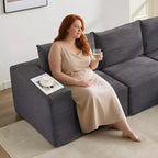 108 modernes Sofa, 3-Sitzer-Sofa in L-Form mit Polsterbezug und Kissen, Sofa mit tiefer Sitzfläche, keine Montage erforderlich