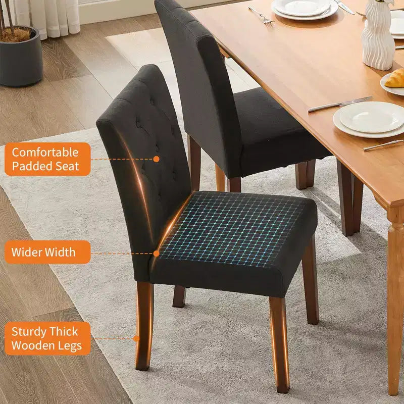 Parsons-Esszimmerstühle mit Knopfheftung, Set aus 6/4 Stück – gepolsterte Küchenstühle aus Stoff mit Holzbeinen und gepolsterten Sitzen – moderner Stil