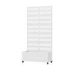 Jardinière rectangulaire blanche en fer forgé MAYEERTY avec treillis (Harold Wide-Narrow B à persiennes), 72 x 35 x 16, décoration de jardin en 5 pièces pour intérieur et extérieur