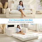 Canapé-lit futon convertible 2-en-1 Mjkone de 71 po, canapé deux places convertible pliable en tissu côtelé avec boutons capitonnés, gain de place