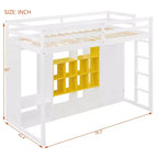 Lit mezzanine pour enfants avec armoire et étagères, cadre de lit mezzanine en bois avec meuble de rangement pour enfants et adolescents