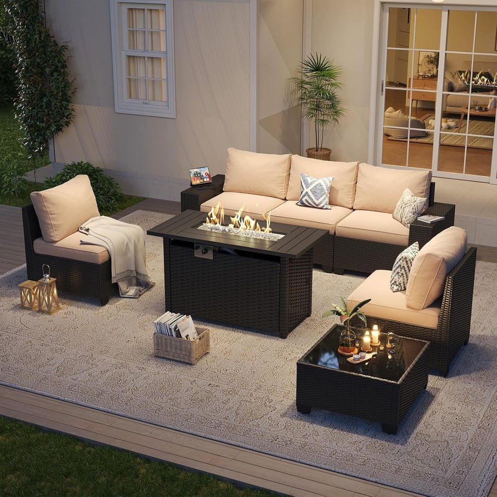 Ensemble de mobilier de terrasse extérieur avec coussins épaissis de 10 cm