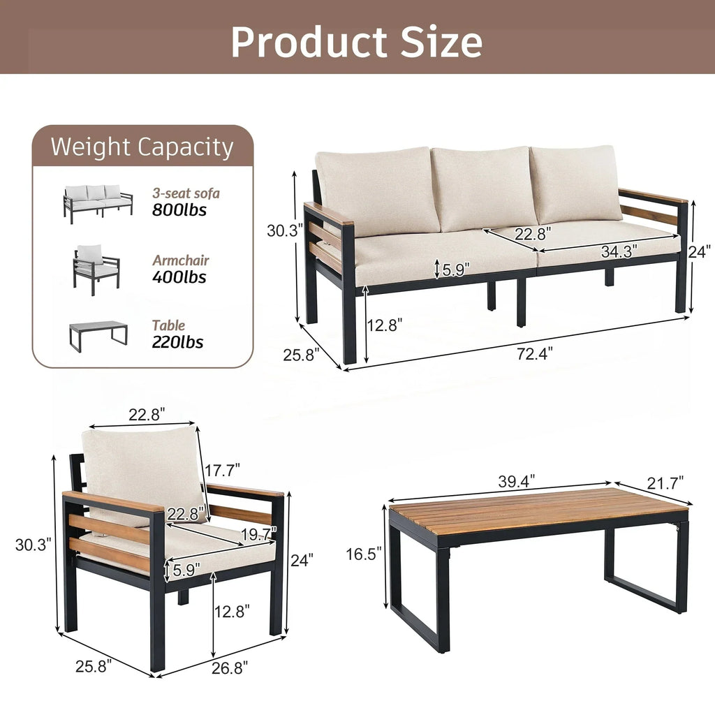 Conjunto de sofá de exterior com 4 peças