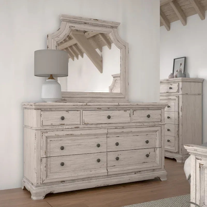 Conjunto de quarto Palisade de 5 peças, branco antigo