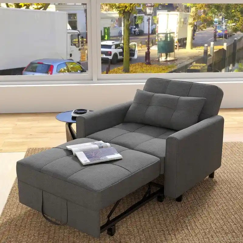Rozkładany fotel do spania 3 w 1, rozkładana, regulowana i składana tapicerowana sofa wypoczynkowa