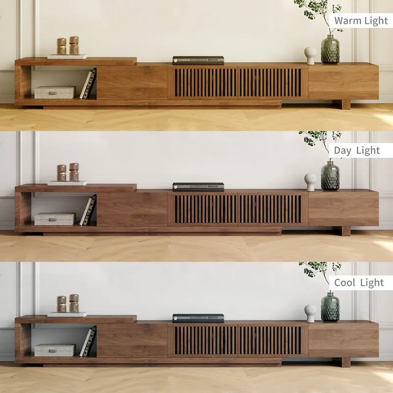 Moderner ausziehbarer und erweiterbarer TV-Schrank mit 4 Schubladen, für Fernseher bis 103 Zoll – 78,54 T × 15,74 B × 13,78 H