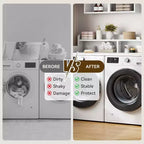 Dessus de lave-linge et sèche-linge en bois, plan de travail de buanderie de 54 po avec étagère de rangement à 2 niveaux, surface de travail antidérapante avec rebords pour l'organisation de la buanderie