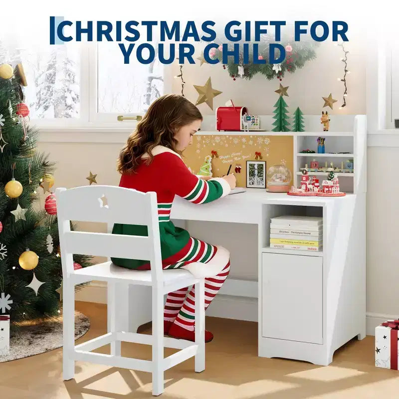 Ensemble bureau et chaise d’étude pour enfants avec rangement, bureau d’étude pour enfants avec dessus et plateau inclinable, de 3 à 8 ans, table d’écriture pour chambre