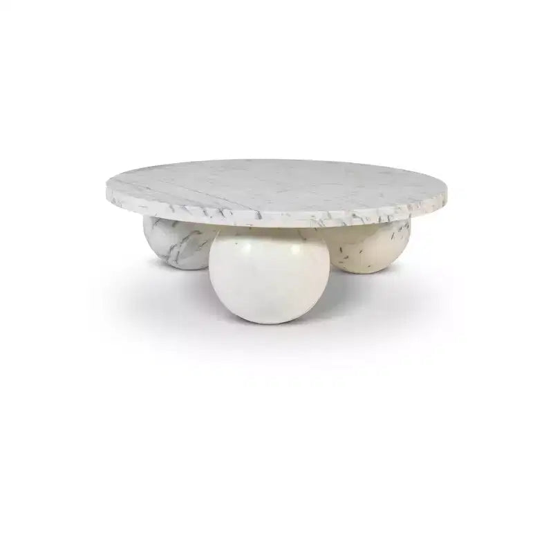 Runder Couchtisch aus Marmor mit Kugelbeinen, mehrfarbig, für 4 Personen??