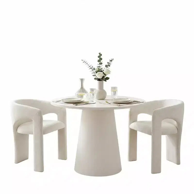Set da pranzo compatto per 2 persone, sedie imbottite beige, tavolo da pranzo rotondo con piedistallo, arredo moderno compatto per cucina - Panipeachy