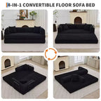 4-in-1-Schlafsofa, 79 Zoll rahmenlose Faltbodenmatratze aus Cord mit Kissen, ohne Montage, Loveseat für kleine Wohnungen