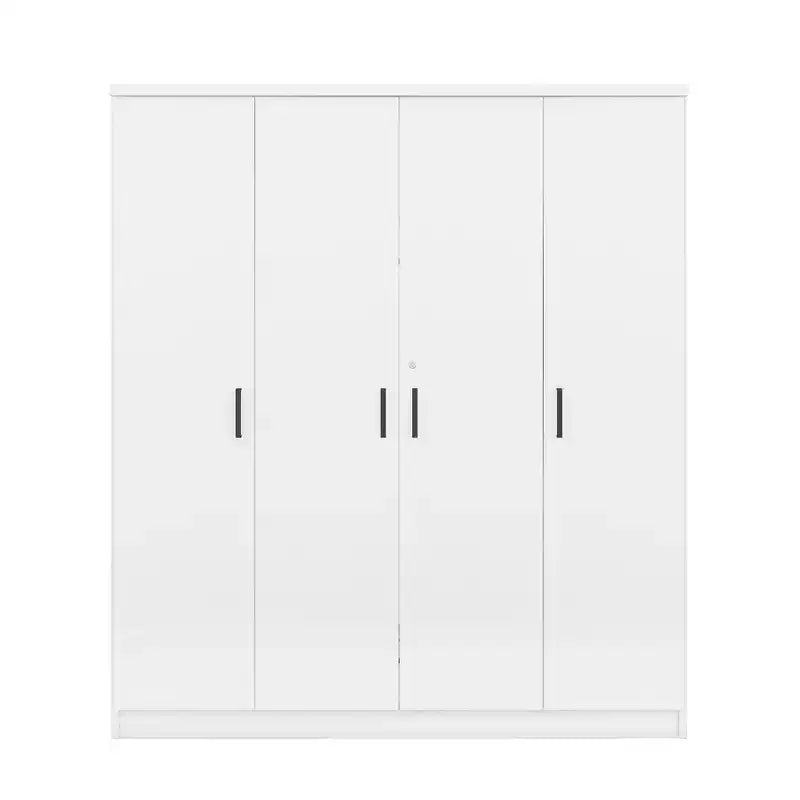 Armoire-penderie en bois à 4 portes avec tringle, 1 tiroir et étagères de rangement