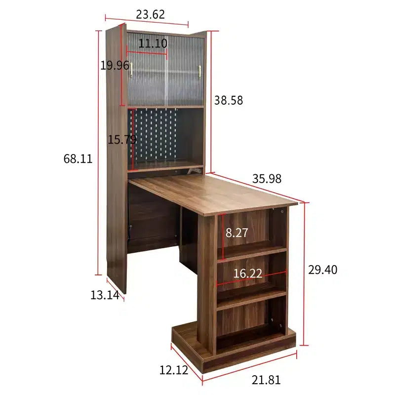 Mesa de estudo dobrável moderna GDFStudio Sinclair 36 de madeira com arrumação
