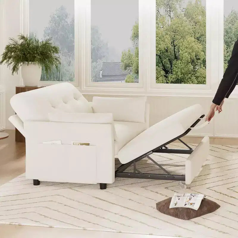 Divano letto trasformabile 3-in-1 Dyonery, divano letto estraibile con tasca laterale e schienale regolabile, montaggio senza attrezzi, divanetto pieghevole