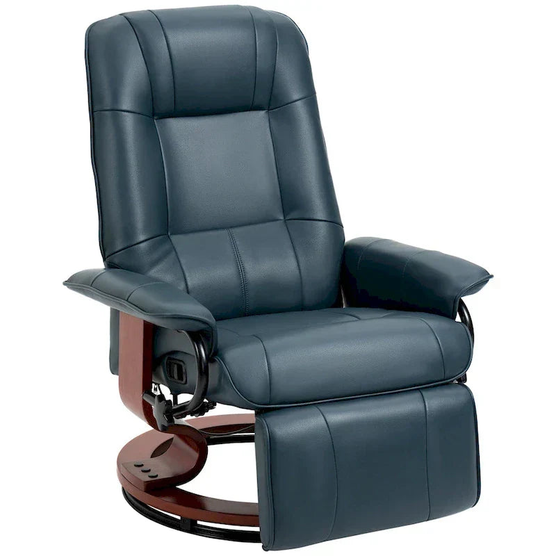 Fauteuil inclinable HomCom en similicuir, réglable, à base pivotante et commande manuelle, avec repose-pieds confortable et relaxant