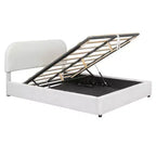 Letto imbottito matrimoniale con contenitore sollevabile - bianco