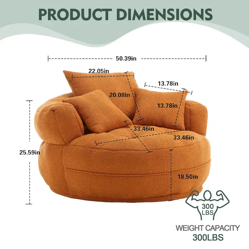 Runder Lazy-Sofa-Sessel -C Weiß/Blau/Grau/Gelb/Orange/Rosarot/Marineblau/Grün, Einzel- und Zweisitzer