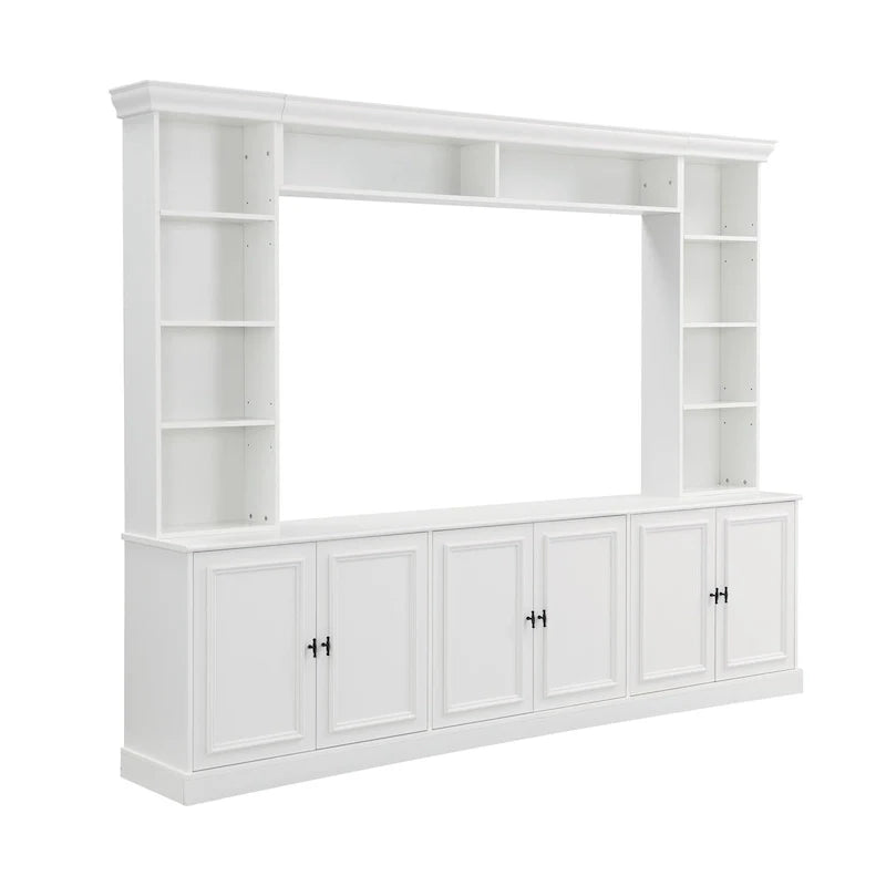 4-piece entertainment center wall unit set with bridge for TVs up to 70, TV stand W/adjustable shelves, large media console