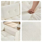 Canapé-lit futon convertible 2-en-1 Mjkone de 71 po, canapé deux places convertible pliable en tissu côtelé avec boutons capitonnés, gain de place