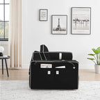 Sofá-Cama Convertível de Veludo para 2 Pessoas, com 55', Cama Extensível, Encosto Reclinável Ajustável, Bolsos Laterais e Suporte para Telemóvel