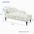 Moderne chaise longue van 60,6 inch met fluwelen bekleding, gecapitonneerde knopen, massief houten poten en sierspijkers