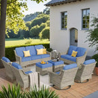 Ensemble de conversation de mobilier de patio extérieur XIZZI en 9 pièces avec fauteuil pivotant