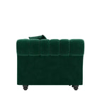 Whisen fluwelen 3-in-1 kingsize slaapbank en converteerbare slaapbank met verplaatsbare hocker, gecapitonneerd ontwerp