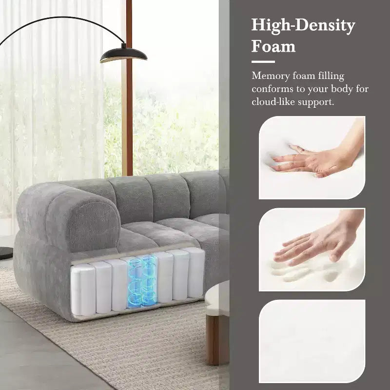 Divano componibile moderno a L Christopher Knight Home Keri 122 in schiuma ad alta densità con schienale basso