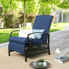 Cadeira reclinável ajustável de exterior, sofá de descanso com almofada - 38 (D) x 26.5 (W) x 38.5 (H) POLEGADAS